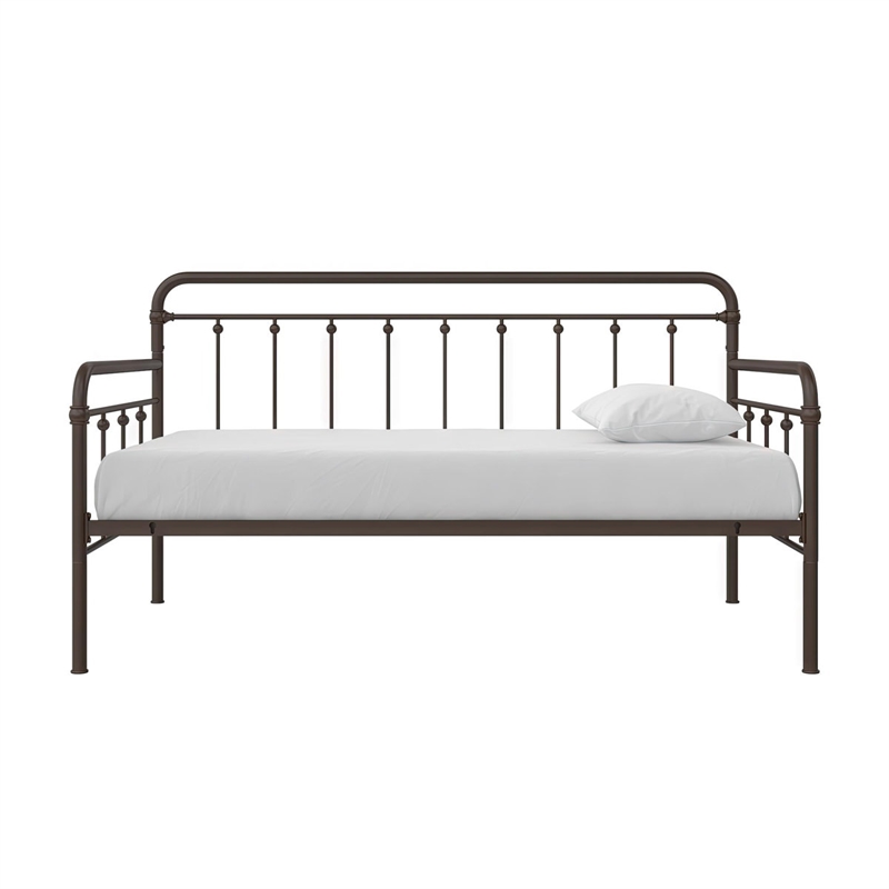 Bowery Hill Twin Metal Daybed with Pop Up Trundle in Bronze