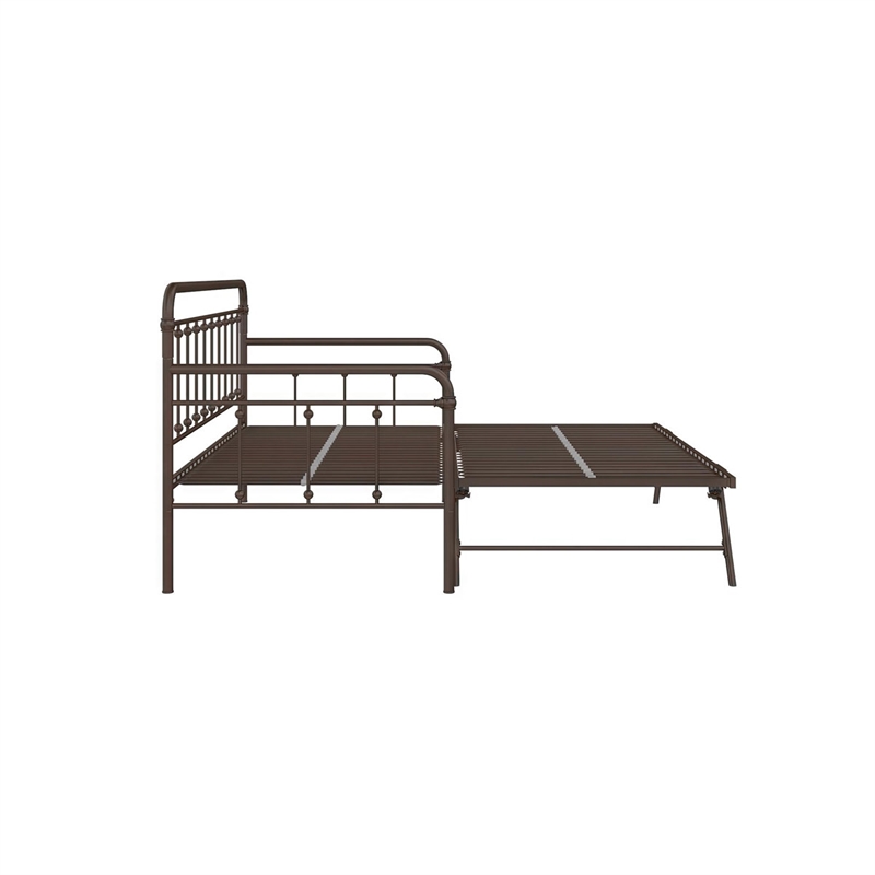 Bowery Hill Twin Metal Daybed with Pop Up Trundle in Bronze
