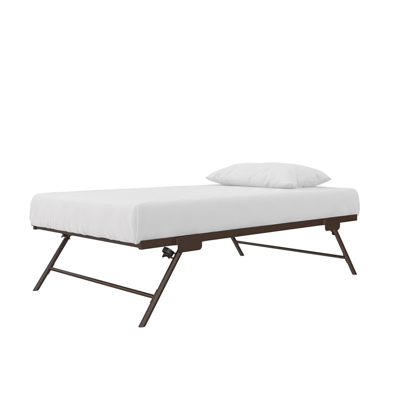 Bowery Hill Twin Metal Daybed with Pop Up Trundle in Bronze