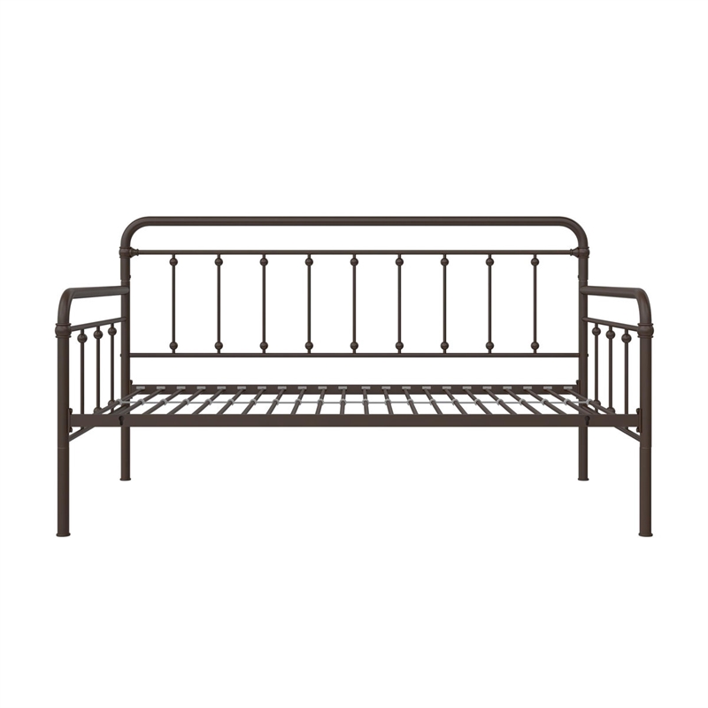 Bowery Hill Twin Metal Daybed with Pop Up Trundle in Bronze