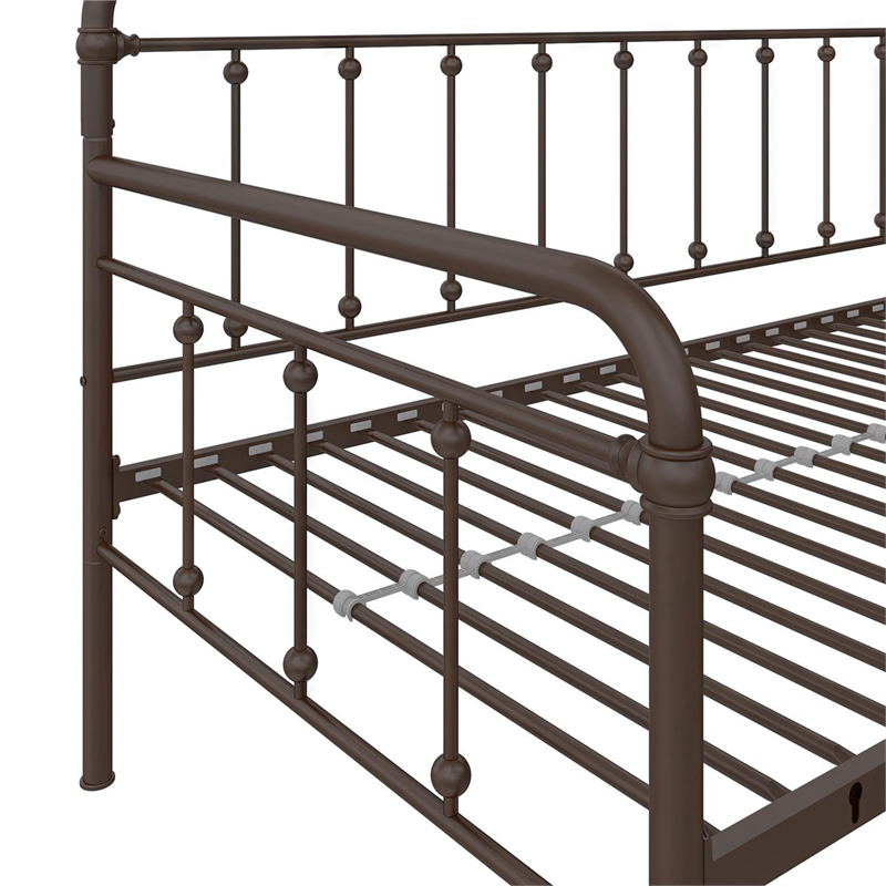 Bowery Hill Twin Metal Daybed with Pop Up Trundle in Bronze