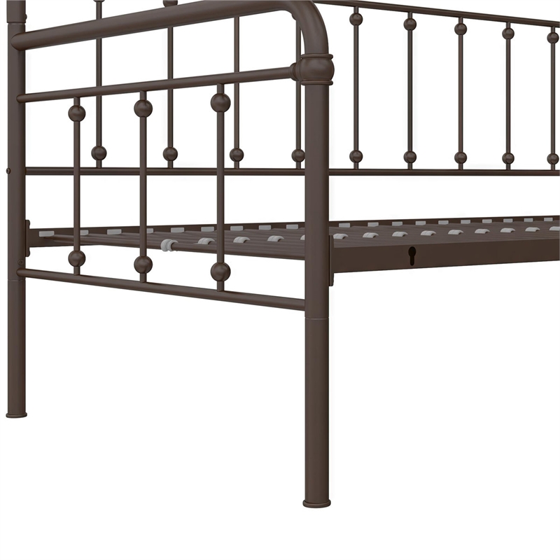 Bowery Hill Twin Metal Daybed with Pop Up Trundle in Bronze