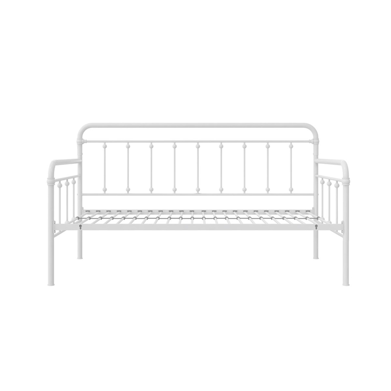 Bowery Hill Twin Metal Daybed with Pop-Up Trundle in White Finish