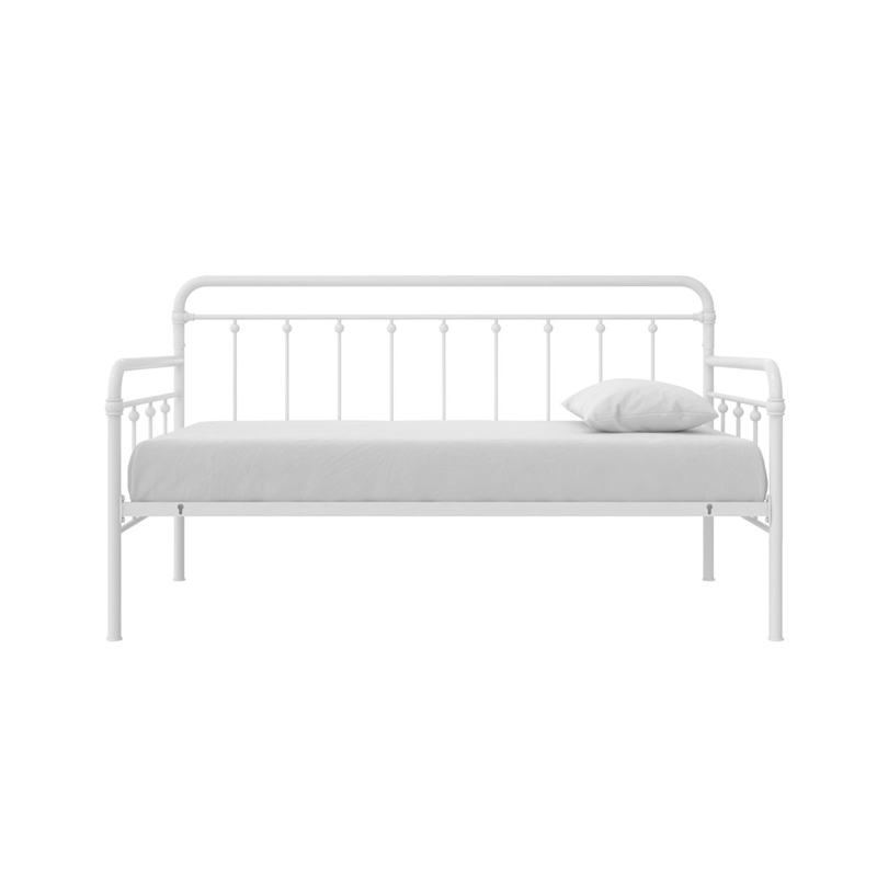 Bowery Hill Twin Metal Daybed with Pop-Up Trundle in White Finish