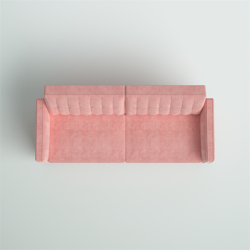Bowery Hill Convertible Futon in Pink Velvet with Tapered Legs
