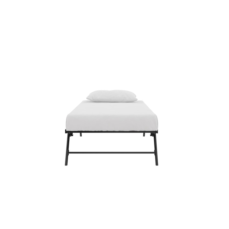 Bowery Hill Twin Metal Daybed with Pop Up Trundle in Black