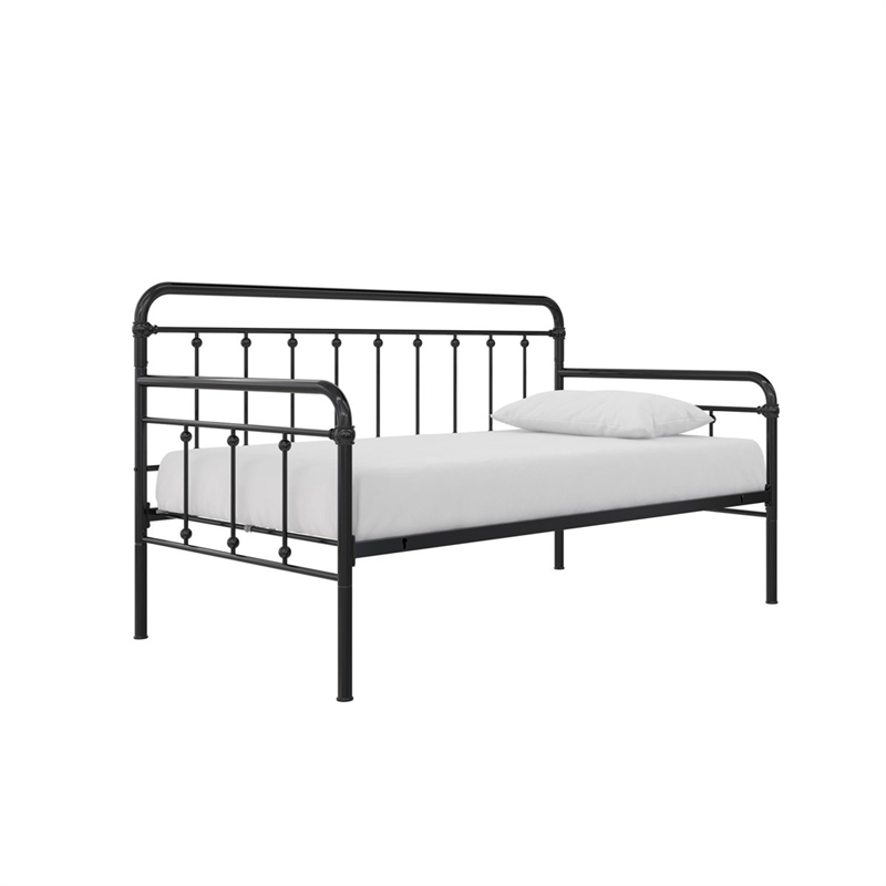 Bowery Hill Twin Metal Daybed with Pop Up Trundle in Black