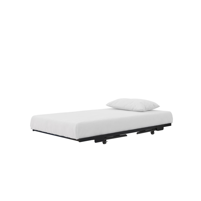 Bowery Hill Twin Metal Daybed with Pop Up Trundle in Black