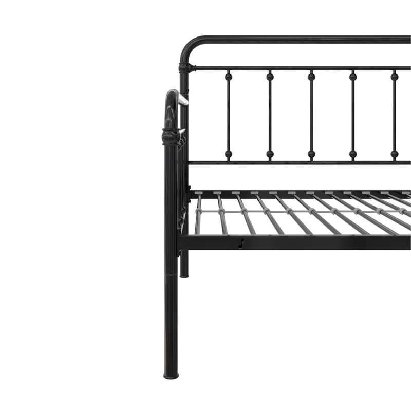 Bowery Hill Twin Metal Daybed with Pop Up Trundle in Black