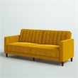 Bowery Hill Pin Tufted Transitional Convertible Futon in Mustard Velvet