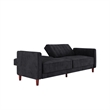 Bowery Hill Pin Tufted Transitional Convertible Futon in Black Velvet