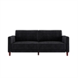 Bowery Hill Pin Tufted Transitional Convertible Futon in Black Velvet