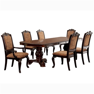 Bowery Hill 7-Piece Extendable Dining Set with Double Pedestals in Brown Cherry