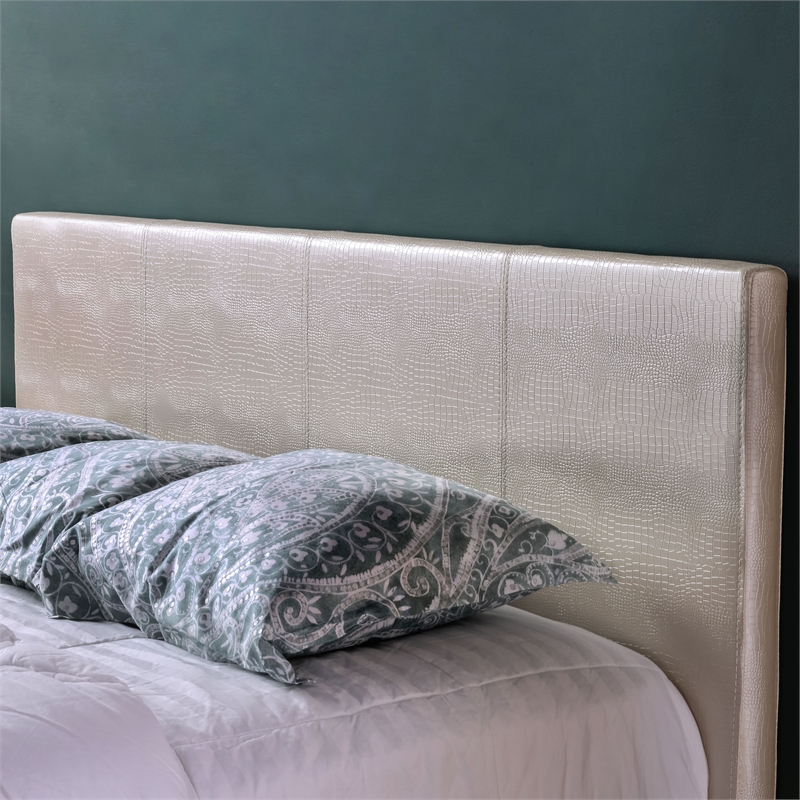 Bowery Hill Faux Leather Queen Platform Bed in Pearl White
