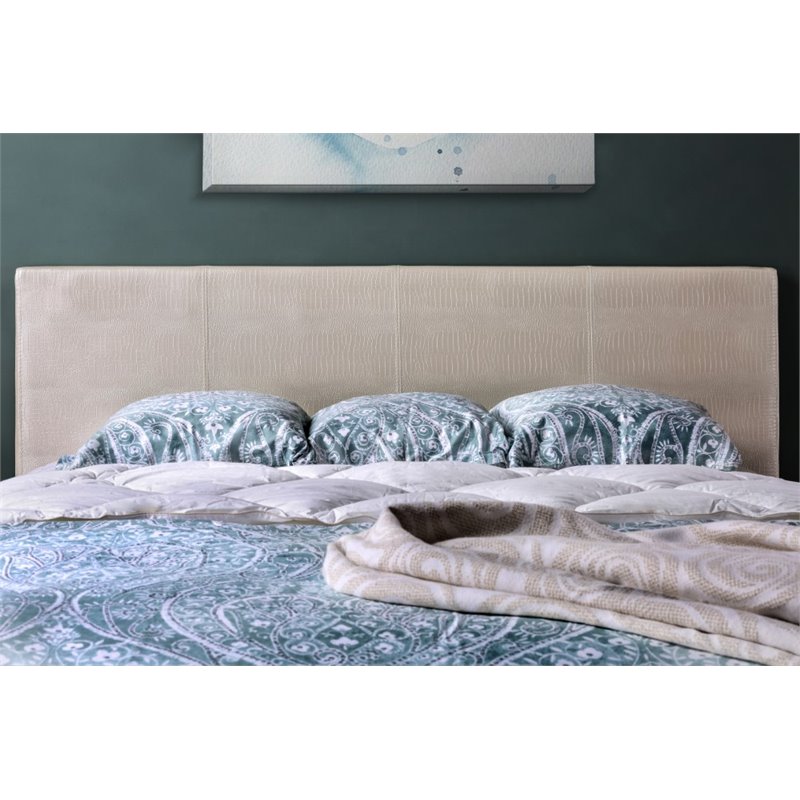Bowery Hill Faux Leather Queen Platform Bed in Pearl White