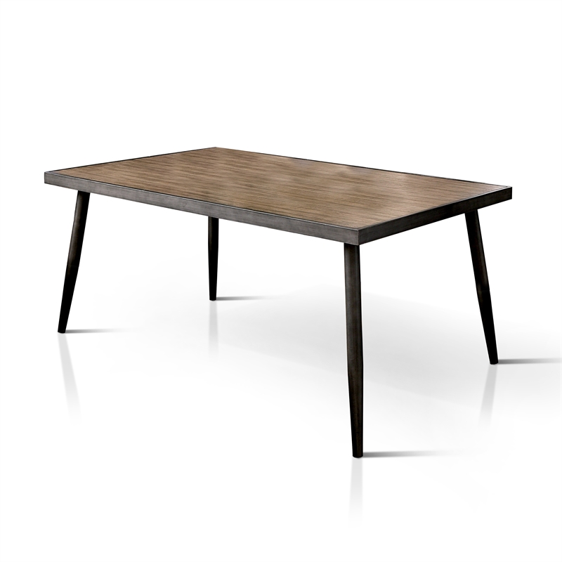 Bowery Hill Mid-century Modern Metal Dining Table in Gray Finish
