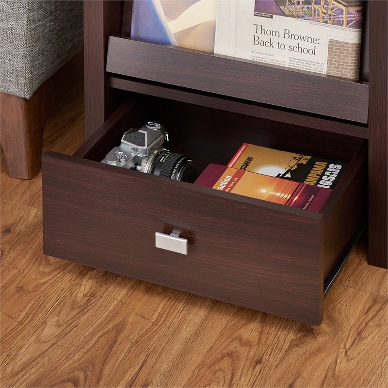 Bowery Hill Open Shelf End Table in Contemporary Walnut Finish