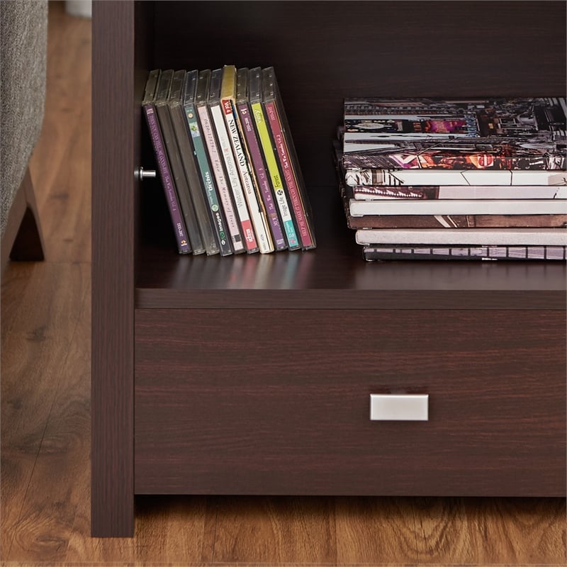 Bowery Hill Open Shelf End Table in Contemporary Walnut Finish