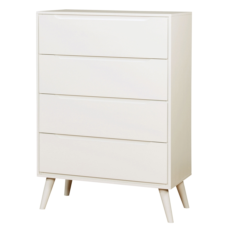Bowery Hill 3-Piece Wood Bedroom Set - Cal King + Nightstand + Chest in White