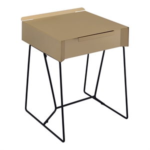Bowery Hill Contemporary Gold Champagne Metal End Table with 1 Drawer