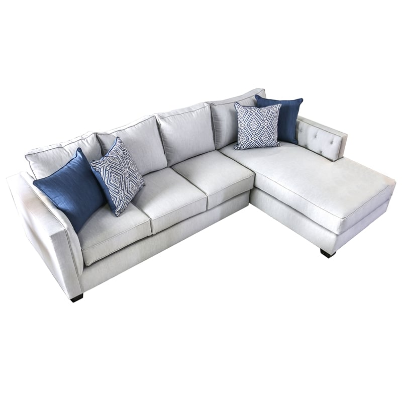 Bowery Hill Right Facing Fabric Sectional in Light Gray Upholstery