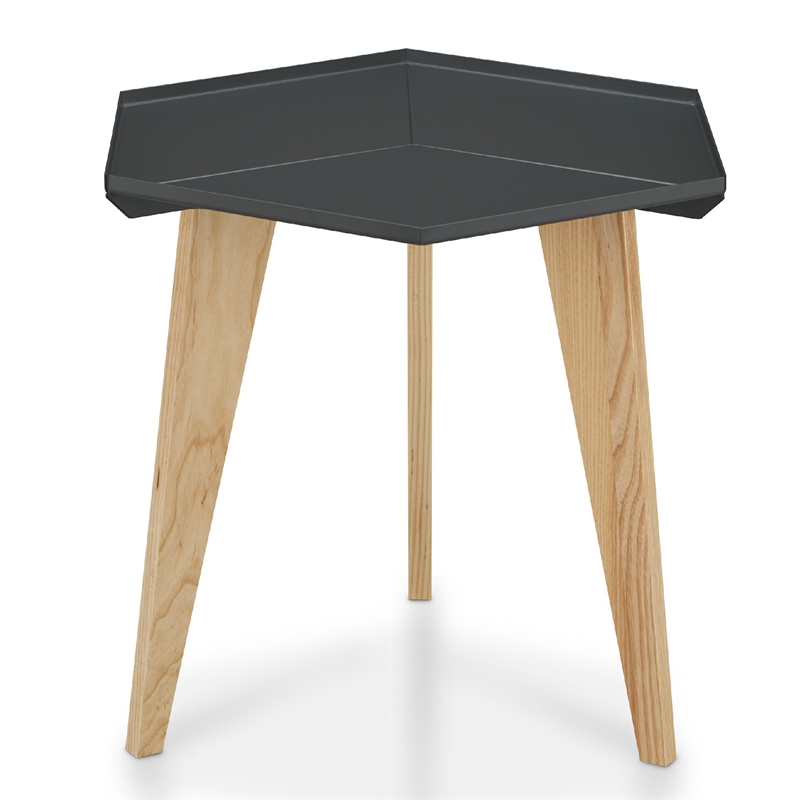 Bowery Hill Gray Tray-Top Metal End Table with Hexagonal Design