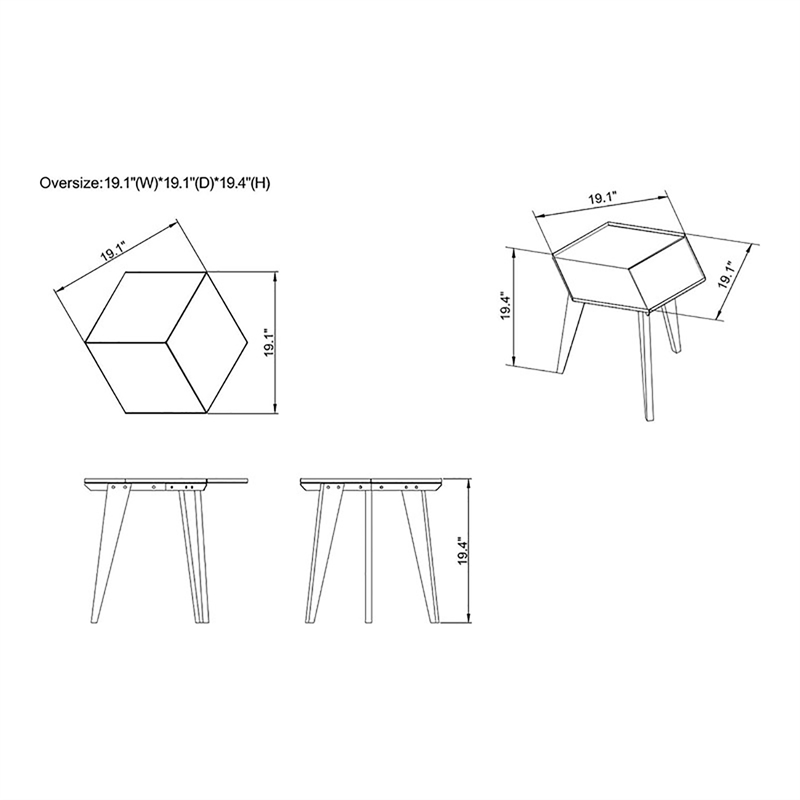 Bowery Hill Gray Tray-Top Metal End Table with Hexagonal Design