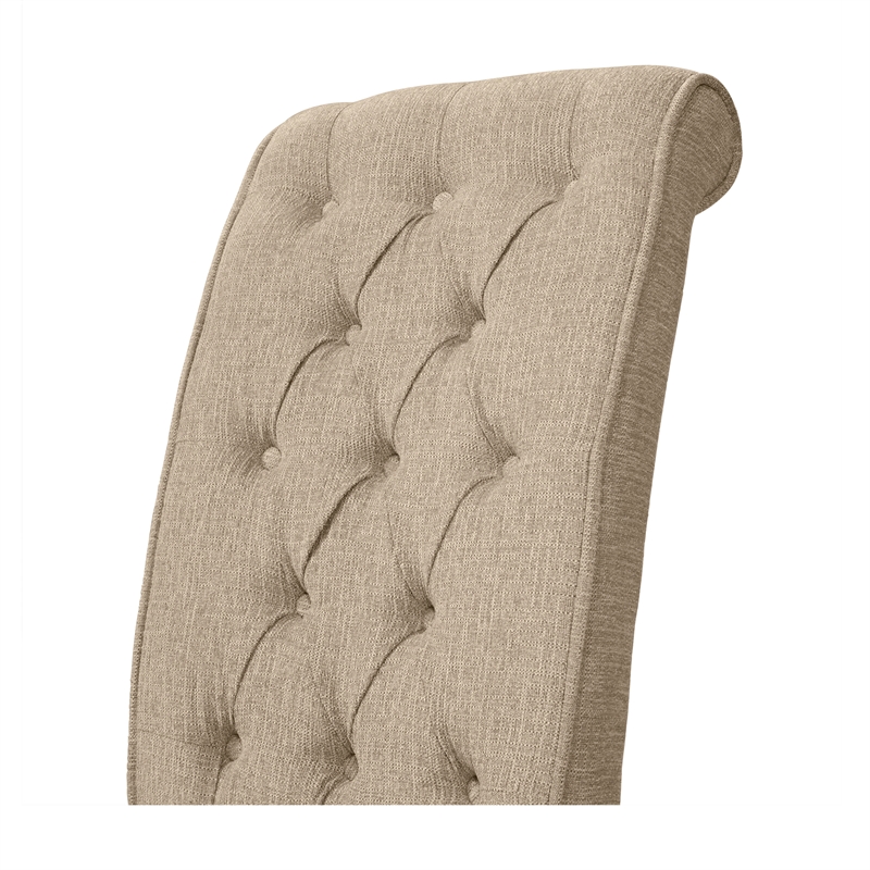 Bowery Hill Tufted Fabric Pub Chairs in Ivory (Set of 2)