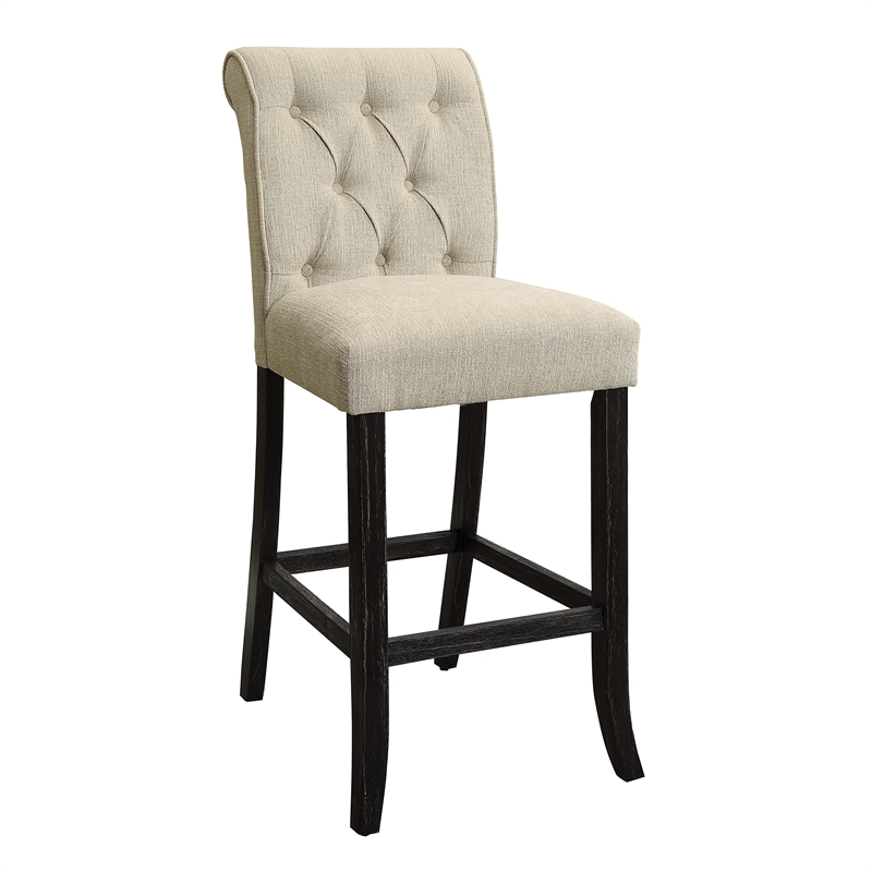 Bowery Hill Tufted Fabric Pub Chairs in Ivory (Set of 2)