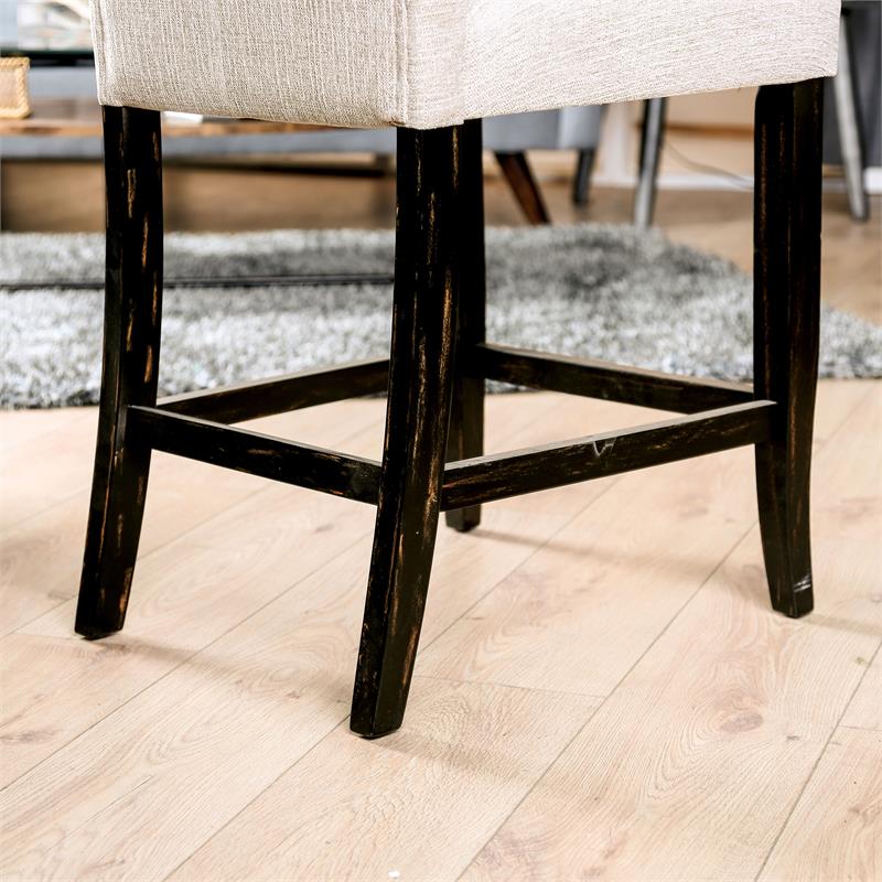 Bowery Hill Tufted Fabric Pub Chairs in Ivory (Set of 2)