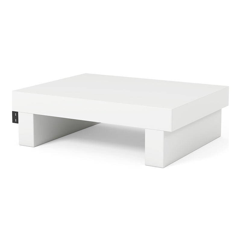 Bowery Hill Contemporary Wood Nightstand with USB Port in Glossy White