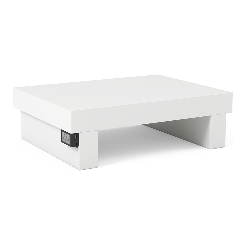 Bowery Hill Contemporary Wood Nightstand with USB Port in Glossy White