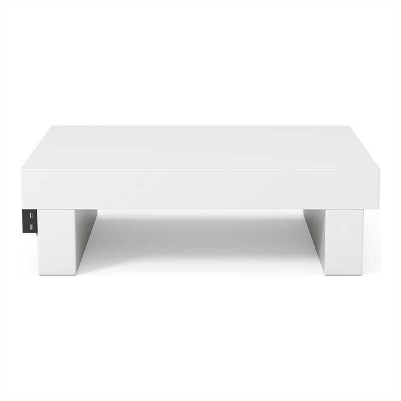 Bowery Hill Contemporary Wood Nightstand with USB Port in Glossy White