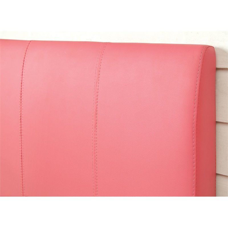 Bowery Hill Faux Leather Full/Queen Panel Headboard in Pink