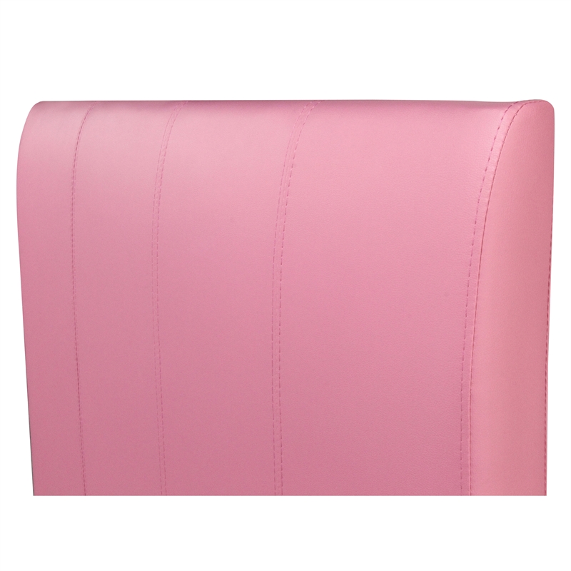 Bowery Hill Faux Leather Full/Queen Panel Headboard in Pink