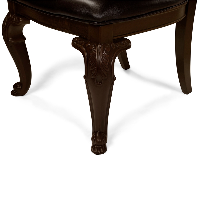 Bowery Hill Wood Dining Chair Pair with Carved Back in Brown Cherry