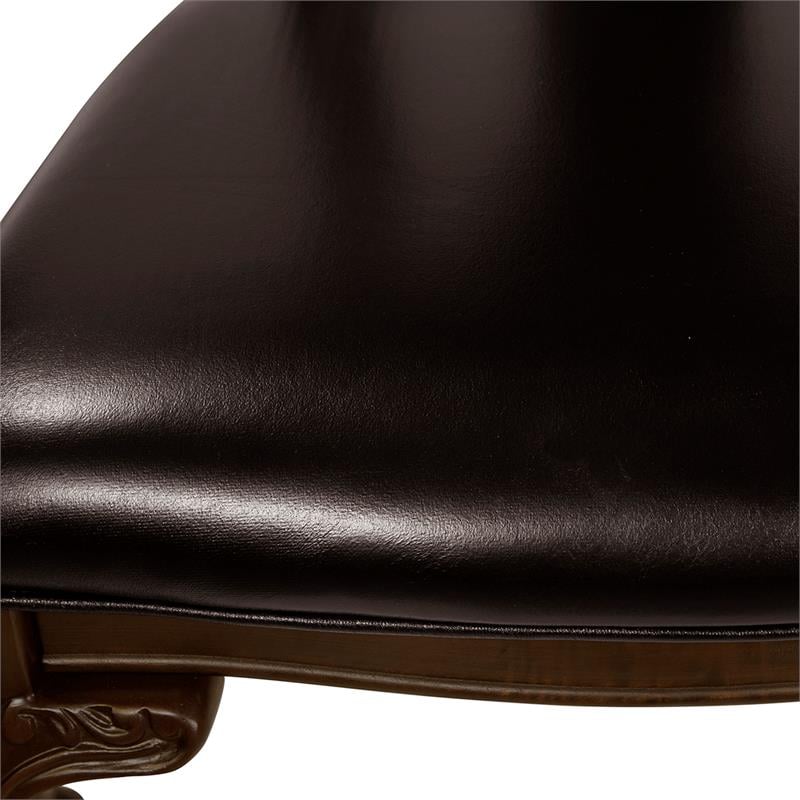 Bowery Hill Wood Dining Chair Pair with Carved Back in Brown Cherry