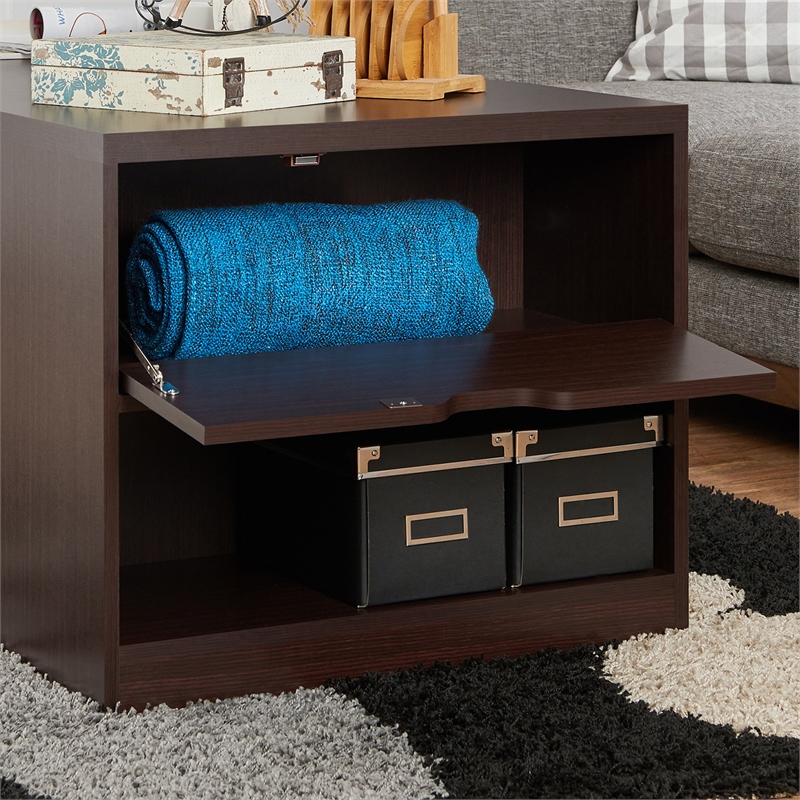 Bowery Hill Modern Wood Storage Coffee Table in Walnut Finish
