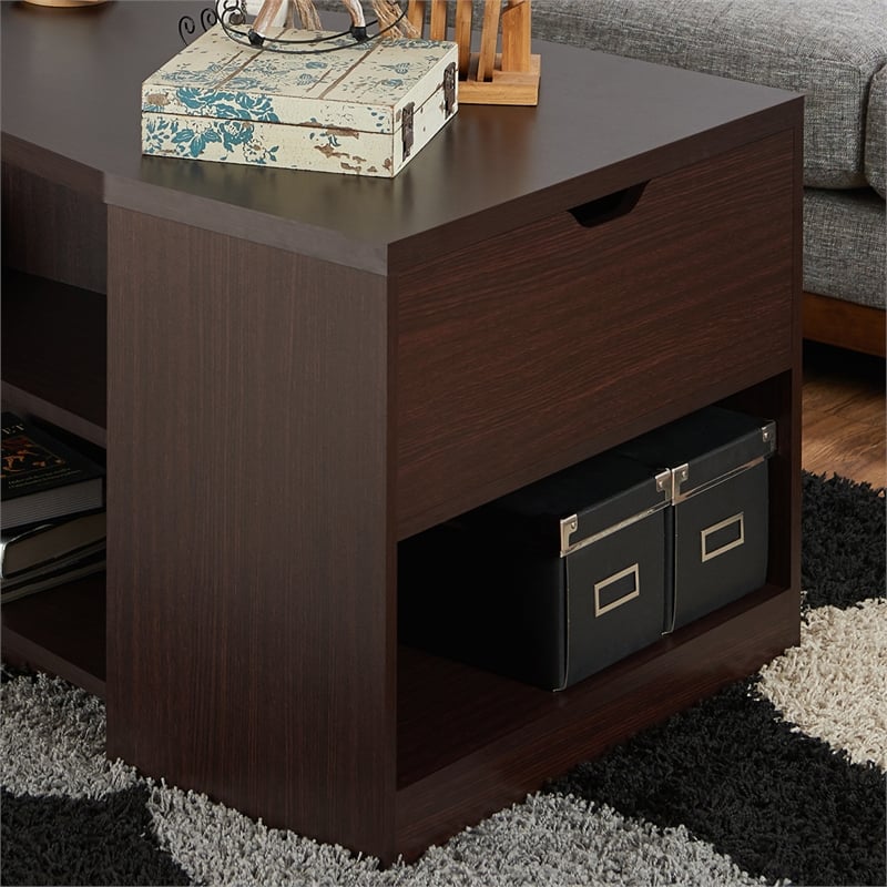 Bowery Hill Modern Wood Storage Coffee Table in Walnut Finish