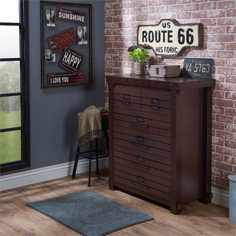 Bowery Hill Transitional Wood 6-Drawer Chest in Espresso