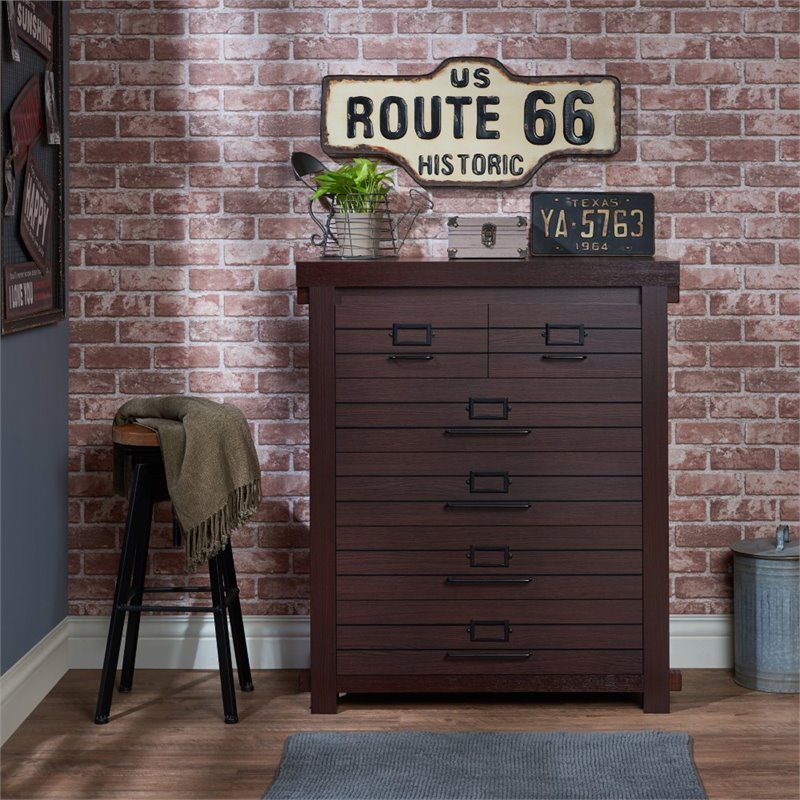 Bowery Hill Transitional Wood 6-Drawer Chest in Espresso