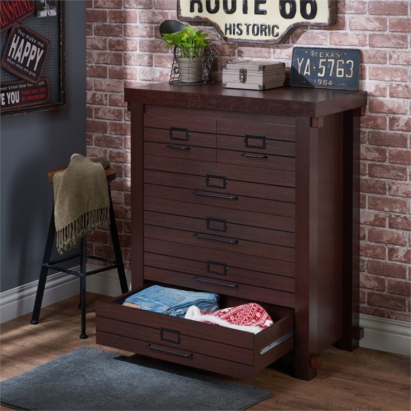 Bowery Hill Transitional Wood 6-Drawer Chest in Espresso