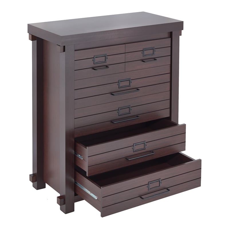 Bowery Hill Transitional Wood 6-Drawer Chest in Espresso