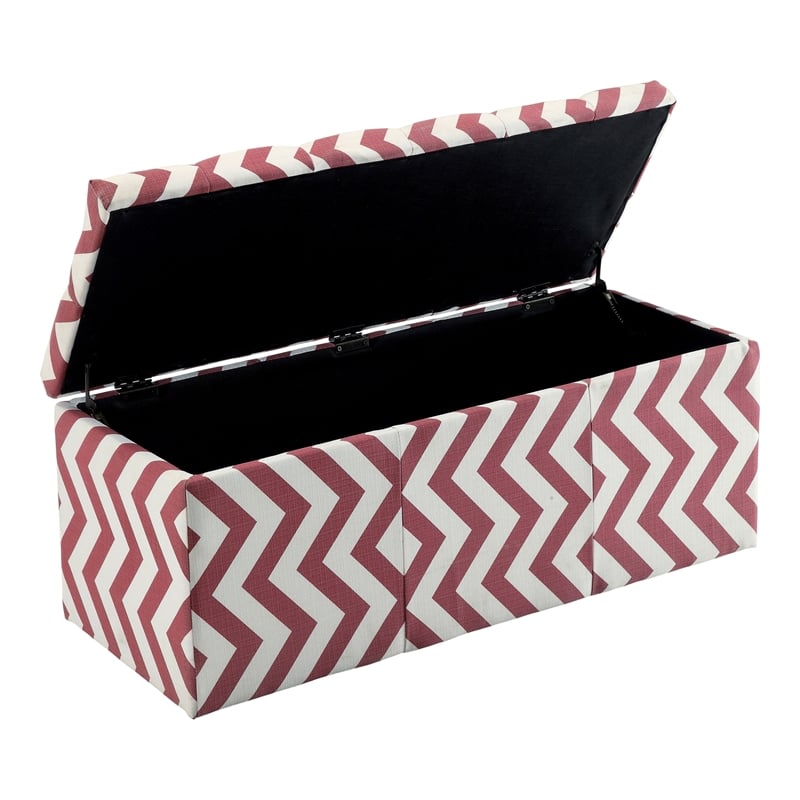 Bowery Hill Contemporary Fabric Storage Bench in Red