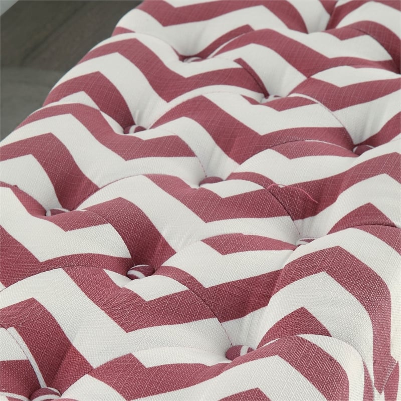 Bowery Hill Contemporary Fabric Storage Bench in Red