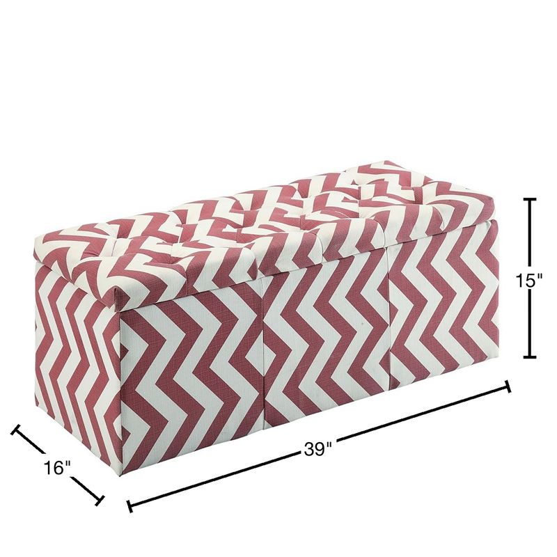 Bowery Hill Contemporary Fabric Storage Bench in Red