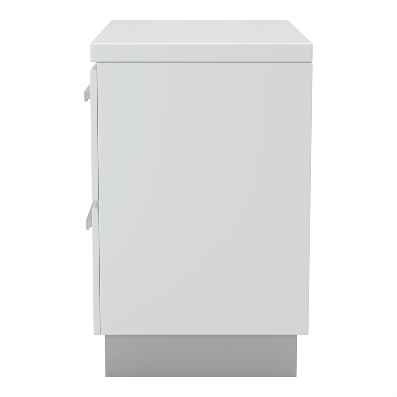 Bowery Hill Glossy White 2pc Wood King Bedroom Set with Nightstand