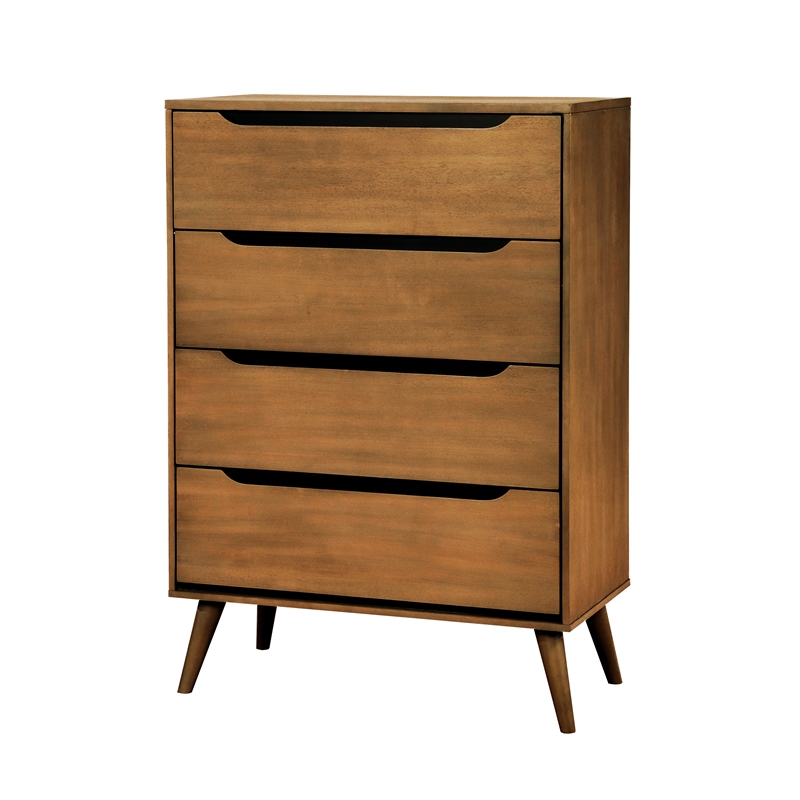 Bowery Hill 3-Piece Oak Wood Bedroom Set - Cal King + Chest + Nightstand