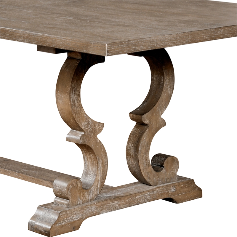 Bowery Hill Rustic Solid Wood Dining Table in Natural Tone Finish