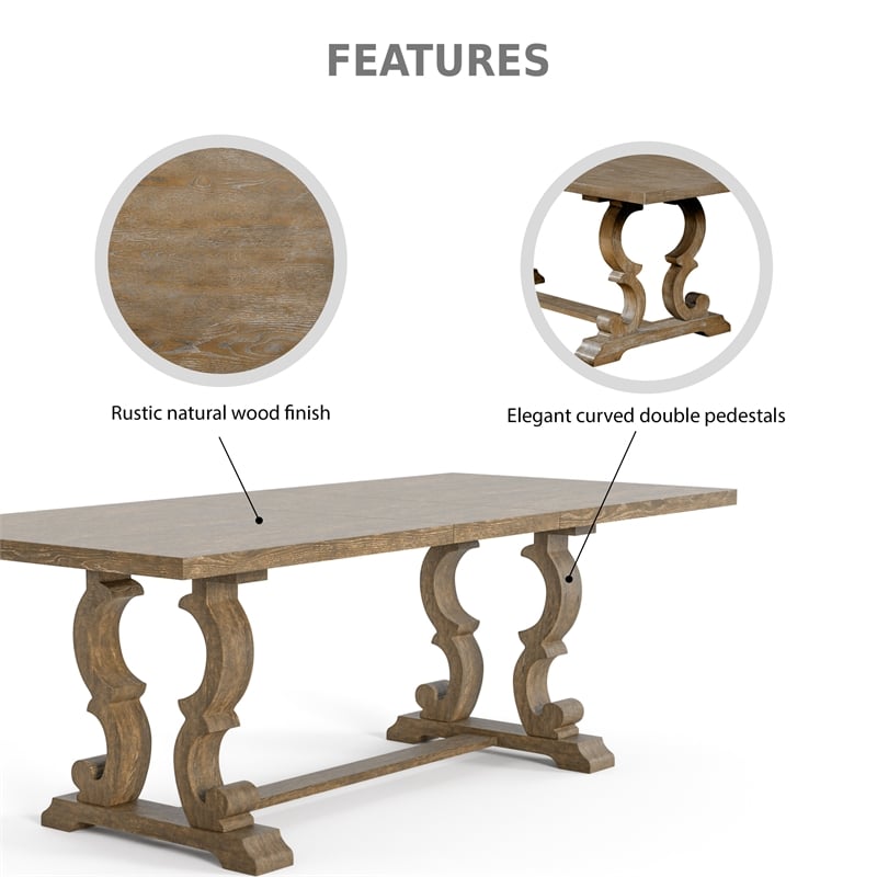 Bowery Hill Rustic Solid Wood Dining Table in Natural Tone Finish